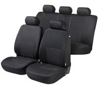 Juego de fundas de asiento de coche WALSER 11939, juego completo Dotspot Premium, 2 fundas de asiento delanteras, 1 funda de asiento trasera en negro/gris