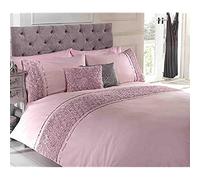 Juego de fundas de edredón nórdico Rapport Ropa de cama rosa y cinta de poliéster, algodón y poliéster, rosa, individual