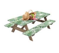 Juego de fundas de mesa de picnic ajustadas, fundas de banco, hermosos manteles elásticos a prueba de agua para mesas, , pintura, picnics