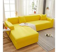 Juego de fundas de sofá de esquina de color amarillo brillante de 2 y 3 plazas, protector universal de piel elástica, funda para muebles de sala de estar