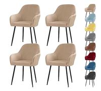 Juego de fundas de terciopelo para sillas de comedor, protector de respaldo curvado para sillas de cocina/oficina con reposabrazos, paquete de 4 fundas de asiento elegantes y duraderas (color curry)