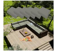 Juego de fundas elásticas para cojines de sofá de patio al aire libre, protectores de repuesto de ratán gris claro (2 piezas de 65 x 65 cm) para muebles de jardín, impermeables, duraderos y elegantes