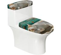 Juego de fundas elásticas para tapa de inodoro para gatos que duermen bajo el agua, decoración del hogar, fácil de limpiar
