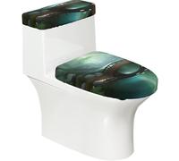 Juego de fundas elásticas para tapa de inodoro, suave, para un pequeño puente único en el este, decoración del hogar, fácil de limpiar