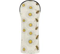 Juego de fundas impermeables para cabeza de golf, con etiquetas de números, para maderas y conductores, híbridos, abejorros, abejorros, abejorros, abejas, margaritas, color blanco