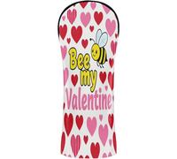 Juego de fundas impermeables para cabeza de palo de golf con etiquetas intercambiables para Fairway Wood Hybrid Humorous Bee My Valentine Día de San Valentín