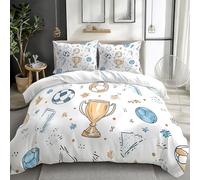 Juego de Fundas Nórdicas Suave 2 Piezas para Cama 80/90 - Garabato Dibujado a Mano fútbol Patrón Funda Edredón Poliéster Algodón 135 x 200 cm + 1 Funda de Almohada 50x75, Patrón Moderna de Estampado