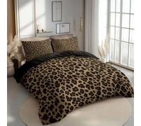 Juego de Fundas Nórdicas Suave 3 Piezas para Cama 135/150 - Leopardo Guepardo Marrón Patrón Funda Edredón Poliéster Algodón 220 x 240 cm + 2 Funda de Almohada 50x75, Patrón Moderna de Estampado