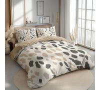 Juego de Fundas Nórdicas Suave 3 Piezas para Cama 80 - Estampado de leopardo beige Patrón Funda Edredón Poliéster Algodón 260 x 240 cm + 2 Funda de Almohada 50x75, Patrón Moderna de Estampado, Marrón