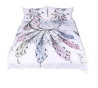 Juego de Fundas Nórdicos de Cama 2 Personas Estilo Exótico Multicolor Atrapasueños Funda de Edredón 220 x 240 cm Para Cama de 150 cm (Blanco)