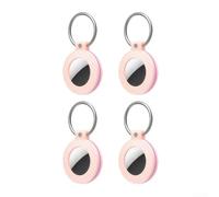 Juego de fundas para Airtag, 4 fundas Ive para Airtag con cierre seguro para llaves, paquete de 4 para Airtag Ive Case bloqueo de seguridad de fibra de carbono (rosa + morado)