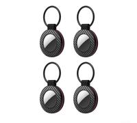 Juego de fundas para Airtag, 4 fundas Ive para Airtag con cierre seguro para llaves, paquete de 4 para Airtag Ive Case bloqueo de seguridad de fibra de carbono (negro + rosa)