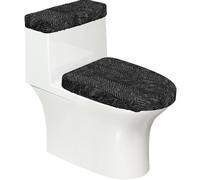 Juego de fundas para asiento de inodoro con estampado de espiga negra (2 piezas) - con tapa de tanque - se adapta a inodoros en forma de U o extendidos - Perfecto para inauguración de la casa