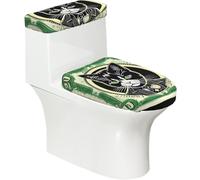 Juego de fundas para asiento de inodoro con estampado de gato punk (2 piezas) - con tapa de tanque - se adapta a inodoros en forma de U o extendidos - Perfecto para inauguración de la casa, cumpleaños