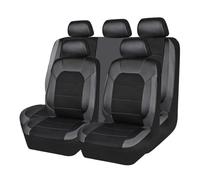 Juego de Fundas para Asientos de Coche para VW Passat B5 B6 B7, Fundas de Asiento de Cuero PU para 5 Asientos para Los Asientos Delanteros y Traseros,B Black+Grey