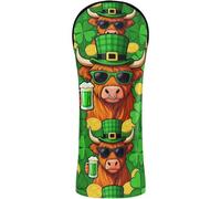 Juego de fundas para cabeza de golf con etiqueta de número para conductor y Fairway Woods Vache Irlandaise Des Highlands Avec Trèfles St Patrick's Green Beer