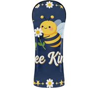 Juego de fundas para cabeza de golf de piel sintética con etiquetas de números para conductor y Fairway Woods Bee Kind Cute Bee con flor bondad