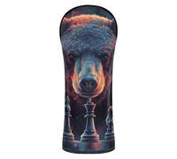 Juego de fundas para cabeza de palo de golf Chess and The Brown Bear de piel sintética con etiquetas intercambiables para maderas y conductores, accesorios híbridos para carrito de golf
