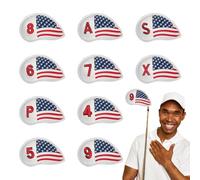 Juego de fundas para cabeza de palos de golf de hierro con estrellas y rayas - 10 fundas para cabeza de golf para drivers y maderas de calles | Fundas de hierro para palos de golf, cubiertas de cuñas