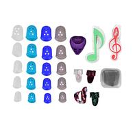 Juego de fundas para dedos de guitarra, 20 protectores de dedos para guitarra, con púas y clip de página de libro de música con caja, juego de accesorios para guitarra