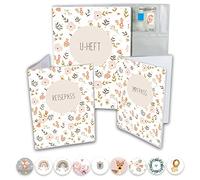 Juego de fundas para historial médico con funda para cartilla de vacunación y funda para pasaporte, juego de 3 piezas, funda de alta calidad para los documentos importantes de tu hijo (historial