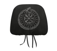 Juego de fundas para reposacabezas de coche con brújula vikinga, mitología nórdica, símbolo de protección nórdica, para asientos delanteros y traseros, universales, para la mayoría de coches, sedán y