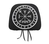 Juego de fundas para reposacabezas de coche con brújula vikinga, mitología nórdica, símbolo de protección nórdica, para asientos delanteros y traseros, universales, para la mayoría de coches, sedán y