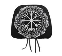 Juego de fundas para reposacabezas de coche con brújula vikinga, mitología nórdica, símbolo de protección nórdica, para asientos delanteros y traseros, universales, para la mayoría de coches, sedán y