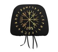 Juego de fundas para reposacabezas de coche con brújula vikinga, mitología nórdica, símbolo de protección nórdica, para asientos delanteros y traseros, universales, para la mayoría de coches, sedán y