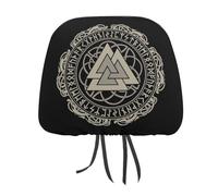 Juego de fundas para reposacabezas de coche con símbolo de nudo celta antiguo vikingo de mitología nórdica. Funda universal para reposacabezas de asientos delanteros y traseros, compatible con la may
