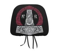 Juego de fundas para reposacabezas de coche, diseño de martillo de Thor vikingo de mitología nórdica, escandinavo, para asientos delanteros y traseros, universal, para la mayoría de coches, sedán y S