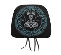 Juego de fundas para reposacabezas de coche, diseño de martillo de Thor vikingo de mitología nórdica, escandinavo, para asientos delanteros y traseros, universal, para la mayoría de coches, sedán y S