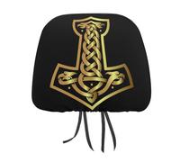 Juego de fundas para reposacabezas de coche, diseño de martillo de Thor vikingo de mitología nórdica, escandinavo, para asientos delanteros y traseros, universal, para la mayoría de coches, sedán y S