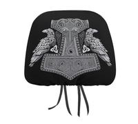 Juego de fundas para reposacabezas de coche, diseño de martillo de Thor vikingo de mitología nórdica, escandinavo, para asientos delanteros y traseros, universal, para la mayoría de coches, sedán y S