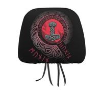 Juego de fundas para reposacabezas de coche, diseño de martillo de Thor vikingo de mitología nórdica, escandinavo, para asientos delanteros y traseros, universal, para la mayoría de coches, sedán y S