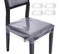 Juego de fundas para silla - Protector impermeable transparente de PVC | Diseño resistente a las manchas, duradero, de 4 piezas, multitamaño | Protege las sillas de comedor de derrames, polvo y An