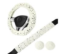 Juego de Fundas para Volante de Ganchillo, Bonita Funda Bohemia para Volante de automóvil, 14-15 Pulgadas, patrón Cuadrado de Girasol, Accesorios de Coche para Mujer (Juego de Fundas para Volante)