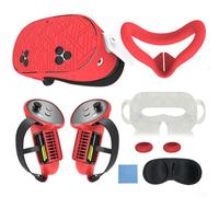 Juego de fundas protectoras de silicona para Meta 3 de 7 piezas diseñadas para resistencia a los arañazos, control del sudor y posicionamiento estable en hardware VR (rojo)