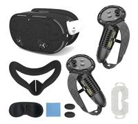 Juego de Fundas Protectoras de TPU de Silicona para Meta Quest 3S Juego de Fundas Protectoras Que Incluye Funda de Agarre del Mando Funda Blanda Funda Facial Protector de Lente (Negro)