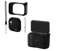 Juego de Fundas Silicona Compatibles con Insta360 Go Ultra, Incluye Funda Protectora para Cámara Lente Correa Muñeca Antipérdida Correa Antipérdida Lente Accesorios Prueba Polvo Golpes (Negro)