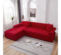 Juego De Fundas Sofá Terciopelo En Forma L, Protector Elástico Antideslizante For Sofás Seccionales(Red,1 Seater(90-140cm))