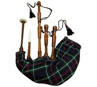 Juego de gaita escocesa con cubierta de tartán Mackenzie | Palisandro con acabado natural, accesorios completos | Libro de tutores gratis y bolsa - Madera completa de palisandro