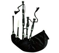 Juego de gaita escocesa, tamaño completo, soportes plateados, accesorios gratis, perfecto para principiantes, gaita de palisandro negro con bolsa de transporte