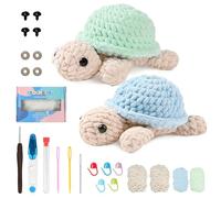 Juego de ganchillo de 2 piezas para principiantes, animales, juego de ganchillo, tortuga, juego de ganchillo para adultos, niños, juego de crochet para niños, juego de iniciación con curso de vídeo e