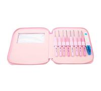 Juego de ganchillo, Mangos ergonómicos Agujas de ganchillo con estuche, Juego de ganchillo de ganchillo de color degradado de 9 piezas para manos artríticas, Agujas de tejer Hilado