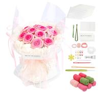 Juego de ganchillo para principiantes, ramo de flores, juego de iniciación de ganchillo para principiantes con tutoriales paso a paso e instrucciones detalladas para adultos, niños, decoración del
