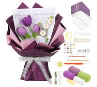 Juego de ganchillo para principiantes, ramo de flores, juego de iniciación de ganchillo para principiantes con tutoriales paso a paso e instrucciones detalladas para adultos, niños, decoración del