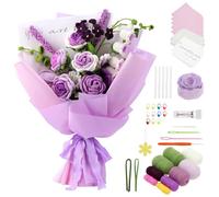 Juego de ganchillo para principiantes, ramo de flores, juego de iniciación de ganchillo para principiantes con tutoriales paso a paso e instrucciones detalladas para adultos, niños, decoración del