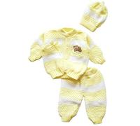 Juego de ganchillo unisex de invierno cálido de 3 piezas para recién nacido, niño y niña, Amarillo, Newborn to 6 Months