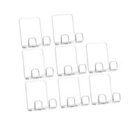 Juego de ganchos de baño de acrílico transparente, paquete de 8, soportes de pared adhesivos para almacenamiento de ducha y tocador, organizador ligero de toallas y cepillos de dientes, colgador de de